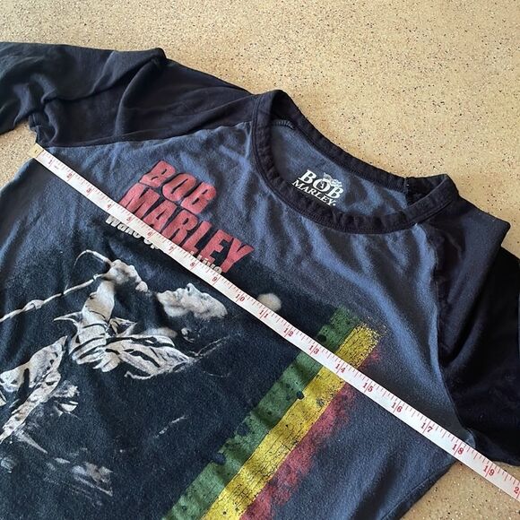 Bob Marley Wake Up and Live gray and black 3/4 sleeve baseball t-shirt - Picture 11 of 14